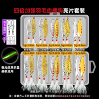 杰米仕（JMISI）亮片路亚饵假饵套装翘嘴瓜子双曲水蛭微物铁板远投夜钓夜光天眼 远投全能套装20枚（5g+7g）