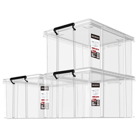 空间专家 SPACEXPERT直角抗压收纳箱玩具衣物零食整理箱桌面收纳盒塑料透明书箱养鱼箱 透明色 直角抗压箱45L三只装