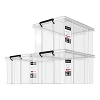 空间专家 SPACEXPERT直角抗压收纳箱玩具衣物零食整理箱桌面收纳盒塑料透明书箱养鱼箱 透明色 直角抗压箱14L三只装