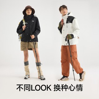 龙狮戴尔户外摇粒绒三合一外套男女同款耐磨保暖可拆卸登山服夹克 【黑色】丨三合一两件套 S