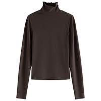 范思蓝恩23FS14619 莫代尔花边高领打底衫女秋冬内搭长袖针织衫