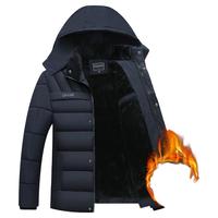 虎迹 福利款冬季棉衣加绒加厚连帽保暖外套中老年时尚棉衣 藏青色 4XL（170斤左右）