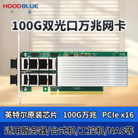 火蓝(Hoodblue)100G万兆网卡双光口SFP+网卡英特尔E810芯片服务器高速网卡PCI-E兼容NAS万兆光纤网卡HBE100G8-F2