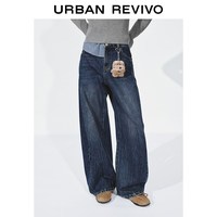 UR2026春季女装潮流水洗挂件棉质弯刀牛仔长裤UYV860005 蓝色 25