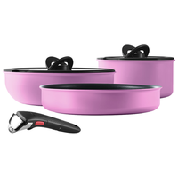特福(Tefal)不粘锅锅具套装煎炒锅煎锅汤锅厨具套装可拆卸炒菜锅燃气磁炉通用 香芋紫