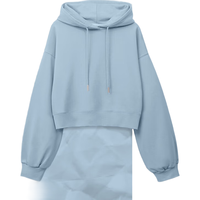 MJ STYLE短款连帽卫衣女2026春秋宽松休闲百搭显高显瘦小个子甜美风上衣