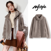 MJ STYLE短夹克麂皮外套女2026冬季防风保暖韩系小个子美拉德穿搭上衣 奶咖#纯色