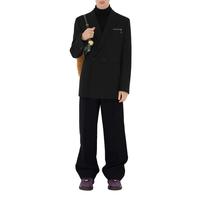 BURBERRY 男式纯色商务通勤拉链口袋带垫肩长袖西服