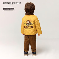 Teenie Weenie Kids小熊童装25年秋冬男女宝刺绣翻领棉服外套 黄色 120 cm