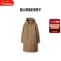 BURBERRY 女士棕色聚酰胺衔缝细节徽标连帽棉服80842101 XL
