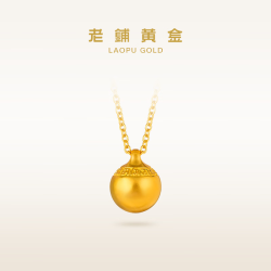 老铺黄金 古法手工足金项链·六字真言金珠锁骨链  金重约8.6g