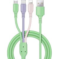  贝壳莫克 多功能 三合一充电线  Type-C, Lightning, Micro USB 粉砂石 硅胶 USB-A 3A