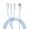 绿胜 三合一6A快充数据线 100W Type-C转Type-C/Lightning/Micro USB 雅灰白 2米*2条