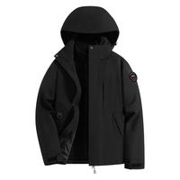 JEEP吉普 冲锋夹克款三合一冲锋外套秋冬防风长袖连帽夹克 962518幻影黑(三合一) M