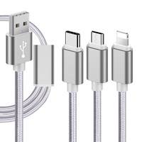 LIMZY 快充 三合一充电线 Type-C, Lightning, Micro USB 绿色 2.1-3A USB-A