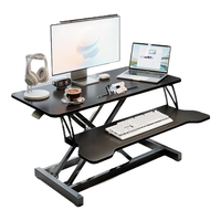 锦需站立式工作台电脑升降桌增高架桌面折叠支架可调节办公台式电脑桌 量子黑 80cm双层气动