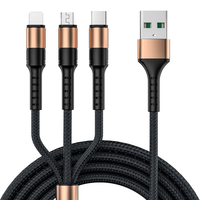 MILEZHI/米乐知 超级快充 手机充电线 Type-C, Lightning, Micro USB 尼龙织 臻黑金 USB-A 6A