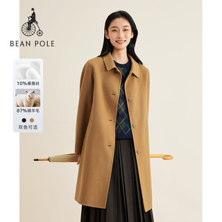 beanpole【新年】3M雪丽绒含绵羊毛秋冬女士老钱风小方领大衣 黑色 M 165/88A