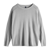 马登工装美式复古反缝毛织长袖T恤男秋解构3D竖纹针织打底衫男士 陨石灰 XL