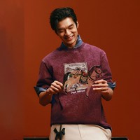 【马年新年款】杰克琼斯男装新春季红色做旧水洗纯棉宽松短袖T恤 175/96A/M E15酒红色