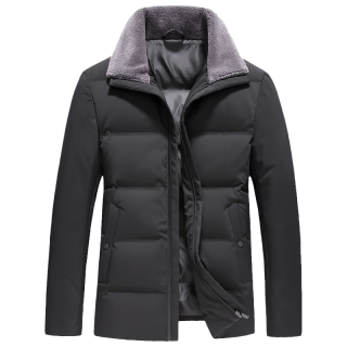 罗蒙 中老年短款翻领羽绒服男士 26107黑色  L 175(适合115-130斤)