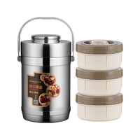 金钥匙（GOLDEN KEY）304保温提锅经典2L全钢真空三格便当保温饭盒保温桶 GK-JBD2000T 2.0L全钢便当（三格）