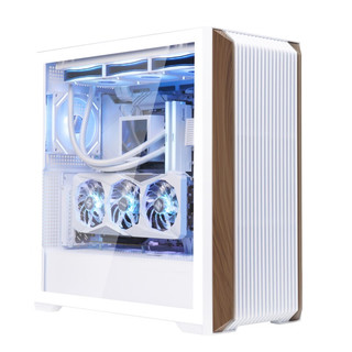 SAMA先马风洞中塔游戏电脑机箱木条装饰/支持360水冷/ATX背插主板/Type-C/多面散热 风洞白色机箱(Type-C+支持ATX大主板)