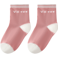 英氏5双装儿童袜子男童女童四季袜子春季宝宝袜透气棉袜耐穿 瑰粉学院款 【7A抗菌耐磨洗】 5双 6-8岁 【M】 (适合脚长18-20cm)