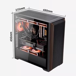 SAMA先马风洞中塔游戏电脑机箱木条装饰/支持360水冷/ATX背插主板/Type-C/多面散热 风洞黑色机箱+7个黑色棱镜4PRO温控ARGB风扇