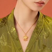 圣诞周生生快乐金锁长命锁足金小金珠黄金吊坠金饰91005P