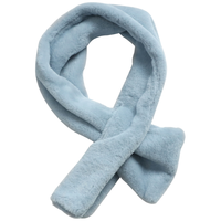 上海故事围巾 时尚日系秋冬款可爱风仿獭兔毛纯色围脖 浅蓝