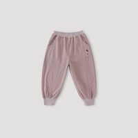 巴厘小猪儿童裤子男童秋冬季加绒加厚保暖裤运动裤春秋宝宝卫裤女童休闲裤 落樱灰粉(春秋款) 100