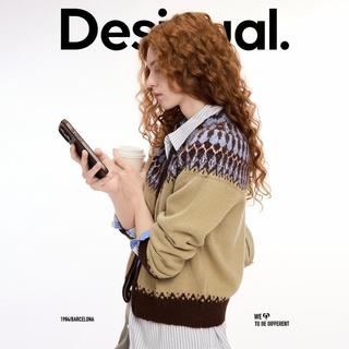 DESIGUAL 【含绵羊毛】西班牙时尚奢品秋冬费尔岛立领开衫女士针织衫
