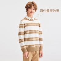 暇步士 男童春秋季线衣学院风条纹针织衫儿童线衫本命年拜年服针织衫