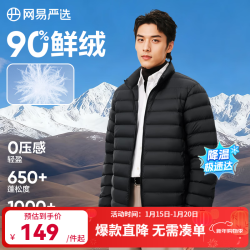 网易严选 2590鸭绒轻暖羽绒服保暖0压感防泼水蓄热抗菌外套抗静电 A款25秋冬90鲜绒立领-水墨黑 2XL