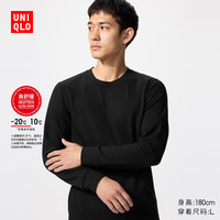 优衣库 男装HEATTECH ULTRA WARM圆领T恤长袖保暖衣秋衣内衣479525 479525/09黑色 L