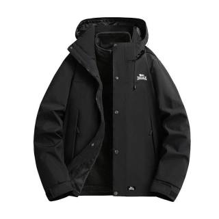 龙狮戴尔户外摇粒绒三合一外套男女同款耐磨保暖可拆卸登山服夹克 【黑色】丨三合一两件套 S