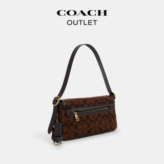 COACH 奥莱女士女包经典标志ETTA 25号翻盖单肩包