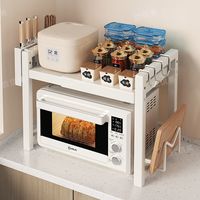 多功能电饭煲碳钢双层台面烤箱专用可伸缩微波炉收纳架厨房收纳架