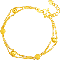 周六福 ZHOU LIU FU黄金手链女双层圆珠手链足金999 计价AA072322 约5.77g 16+2cm 