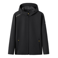 探路者 男士防风保暖加绒软壳外套 TAEECM91943 黑色