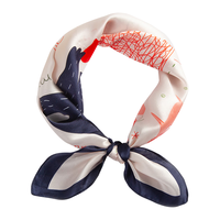 上海故事真丝喷绘小方巾100桑蚕丝55cm女士丝巾夏季小领巾可爱卡通  猫捉老鼠 米色 55*55cm