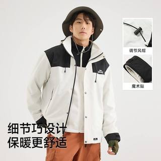龙狮戴尔户外摇粒绒三合一外套男女同款耐磨保暖可拆卸登山服夹克 【黑色】丨三合一两件套 S