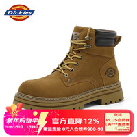 Dickies 马丁靴男靴2025秋冬季百搭靴子男加绒保暖工装靴厚底增高鞋子男 深黄棕 41