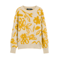 DESIGUAL 【西班牙时尚奢品】25秋冬羊毛混纺花卉立体提花女士针织衫