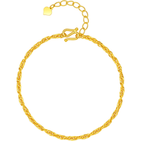 周六福绞丝链黄金手链女足金素链生日礼物计价A0715958 约3.07g 16+3cm