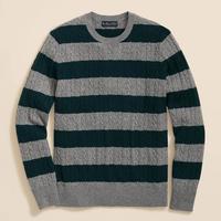 布克兄弟 Brooks BrothersCashmere Wool Cable-Knit Sweater in Rugby Stripe