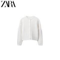 ZARA 折扣季 童装女童 绞花圆领长袖针织外套 2756726 712