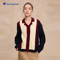 Champion 冠军 复古拼接针织衫 藏青色拼接