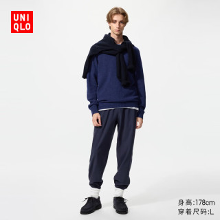 优衣库 男装柔滑摇粒绒舒适束脚裤/长裤裤子481444 69 藏青色 XS /160/85